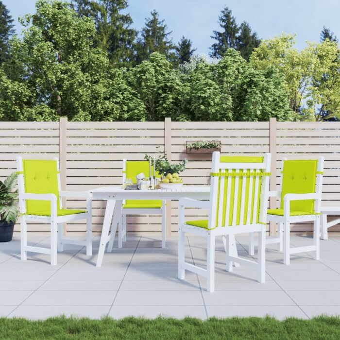 Coussins de chaise de jardin à dossier bas lot de 4 vert vif – Image 1