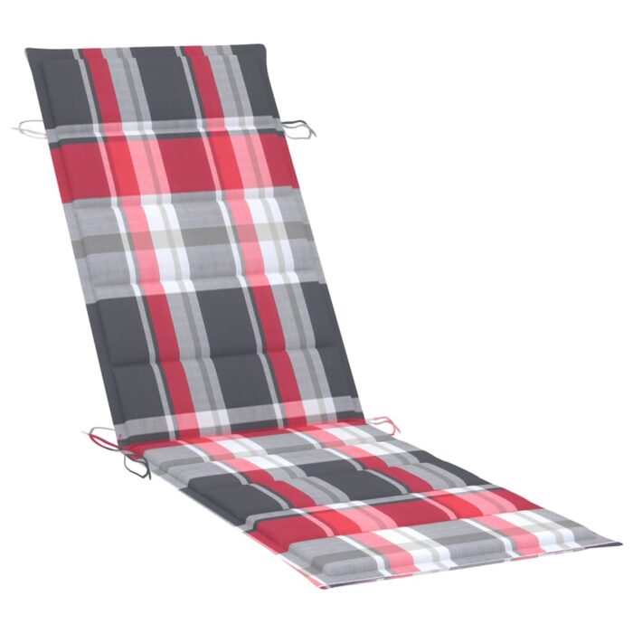 Coussin de chaise longue à carreaux rouge 186x58x4 cm – Image 2