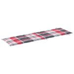 Coussin de chaise longue à carreaux rouge 186x58x4 cm – Image 3