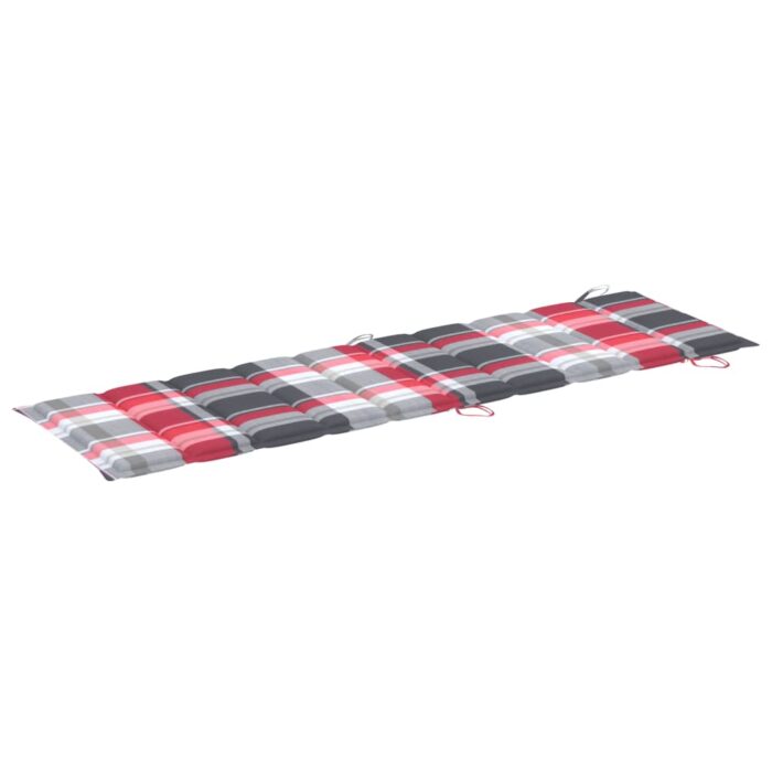 Coussin de chaise longue à carreaux rouge 186x58x4 cm – Image 3