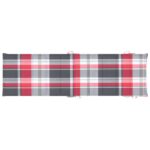Coussin de chaise longue à carreaux rouge 186x58x4 cm – Image 4