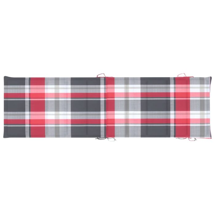 Coussin de chaise longue à carreaux rouge 186x58x4 cm – Image 4
