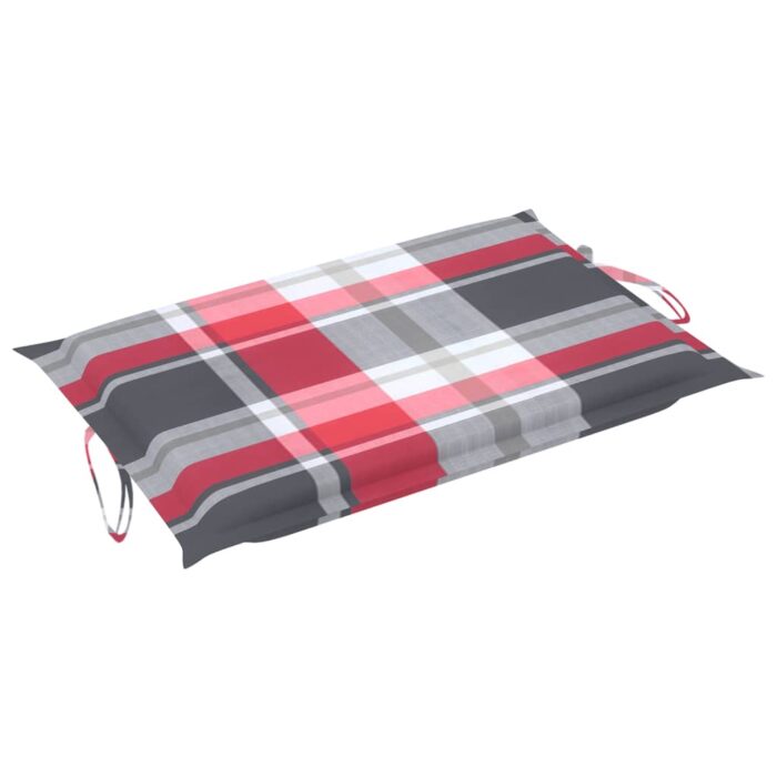 Coussin de chaise longue à carreaux rouge 186x58x4 cm – Image 7