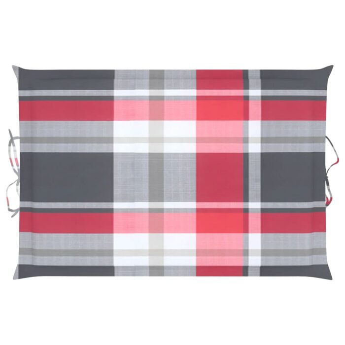 Coussin de chaise longue à carreaux rouge 186x58x4 cm – Image 8