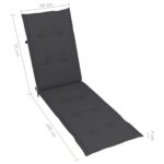Coussin de chaise de terrasse anthracite (75+105)x50x4 cm – Image 7