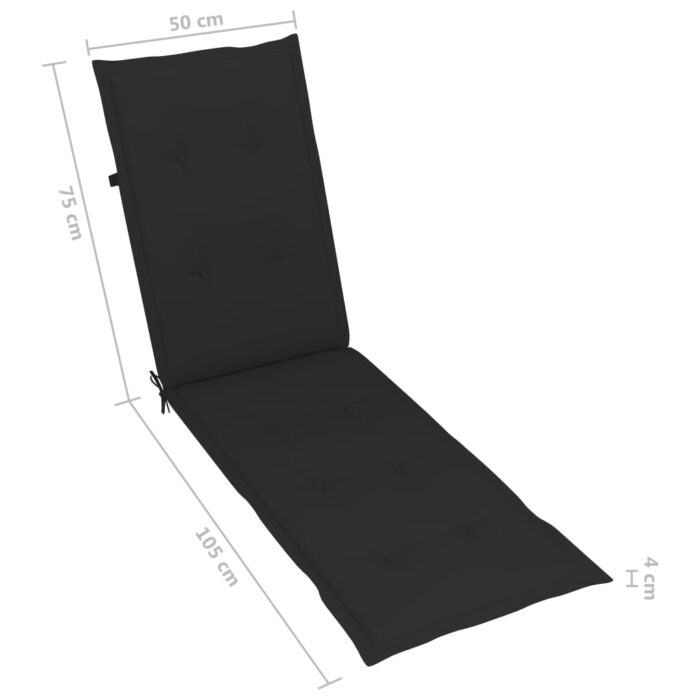 Coussin de chaise de terrasse noir (75+105)x50x4 cm – Image 7