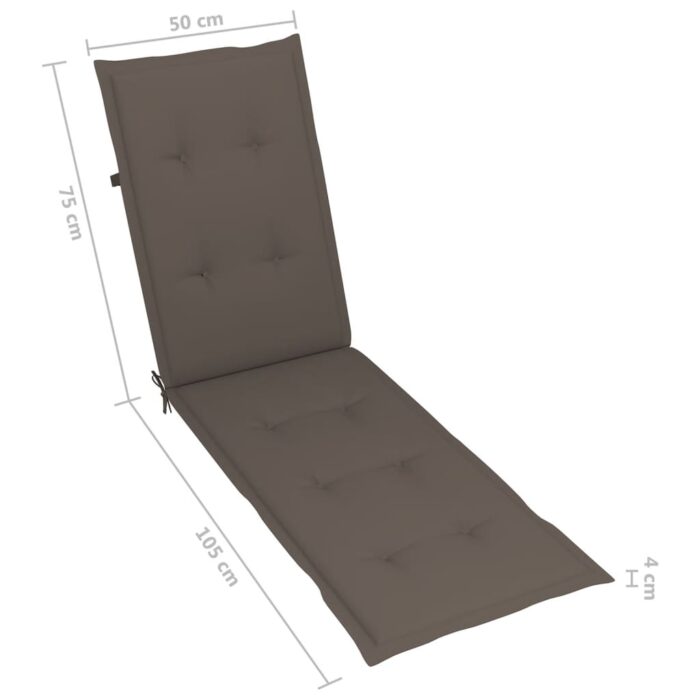 Coussin de chaise de terrasse taupe (75+105)x50x4 cm – Image 7