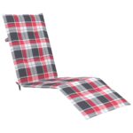 Coussin de chaise de terrasse carreaux rouge (75+105)x50x4 cm – Image 2