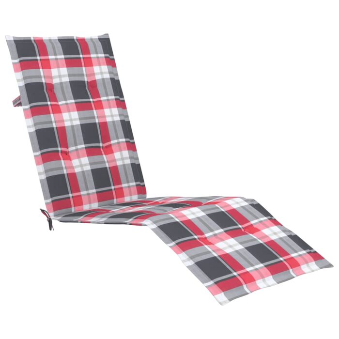 Coussin de chaise de terrasse carreaux rouge (75+105)x50x4 cm – Image 2