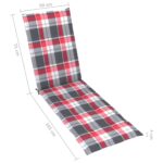 Coussin de chaise de terrasse carreaux rouge (75+105)x50x4 cm – Image 7