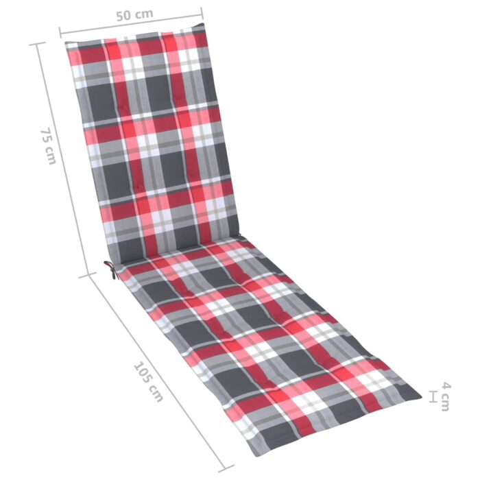 Coussin de chaise de terrasse carreaux rouge (75+105)x50x4 cm – Image 7