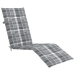 Coussin de chaise de terrasse carreaux gris (75+105)x50x4 cm – Image 2