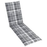 Coussin de chaise de terrasse carreaux gris (75+105)x50x4 cm – Image 3