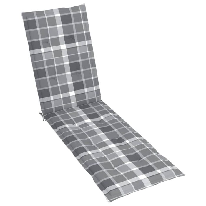 Coussin de chaise de terrasse carreaux gris (75+105)x50x4 cm – Image 3
