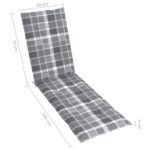 Coussin de chaise de terrasse carreaux gris (75+105)x50x4 cm – Image 7