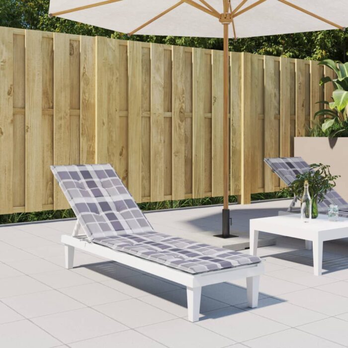 Coussin de chaise de terrasse carreaux gris (75+105)x50x4 cm – Image 1