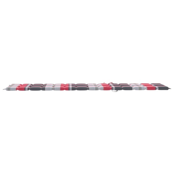 Coussin de chaise longue à carreaux rouge 200x50x3 cm – Image 4