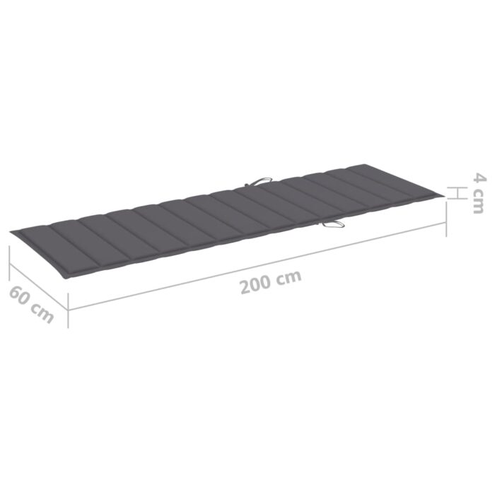 Coussin de chaise longue anthracite 200x60x3 cm tissu oxford – Image 5