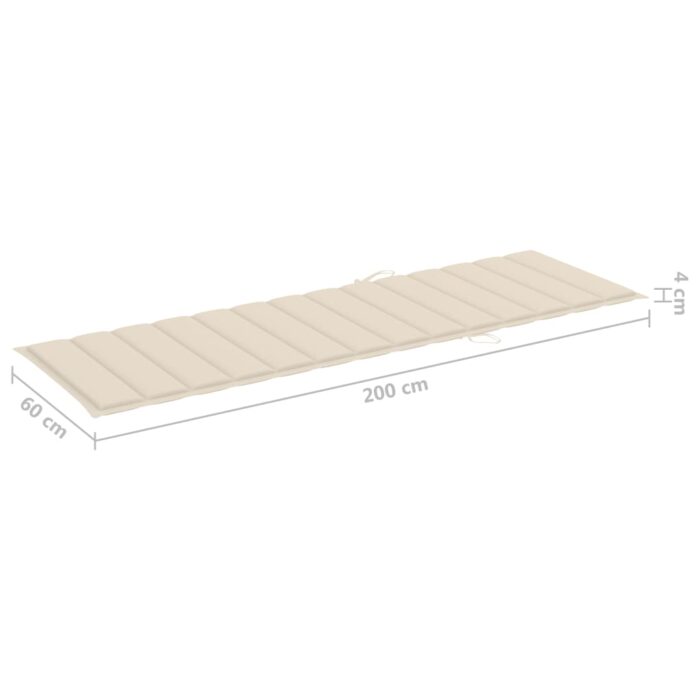 Coussin de chaise longue crème 200x60x3 cm tissu oxford – Image 5