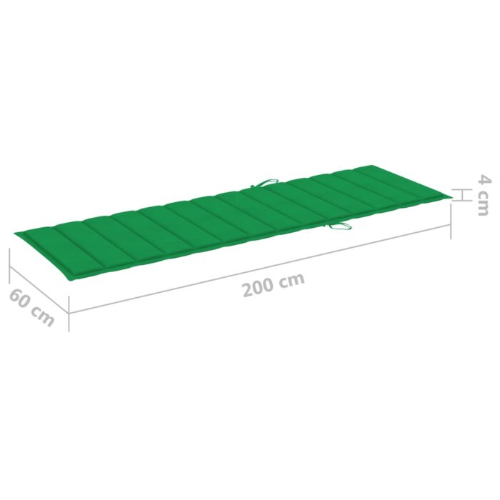 Coussin de chaise longue vert 200x60x3 cm tissu oxford – Image 5