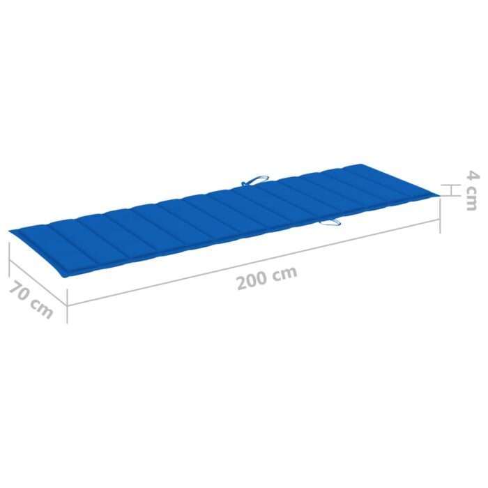 Coussin de chaise longue bleu royal 200x70x3 cm tissu oxford – Image 5