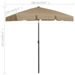 Parasol de plage taupe 180x120 cm – Image 7
