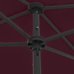 Parasol de plage rouge bordeaux 180x120 cm – Image 2