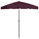 Parasol de plage rouge bordeaux 180x120 cm – Image 3