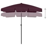 Parasol de plage rouge bordeaux 180x120 cm – Image 4