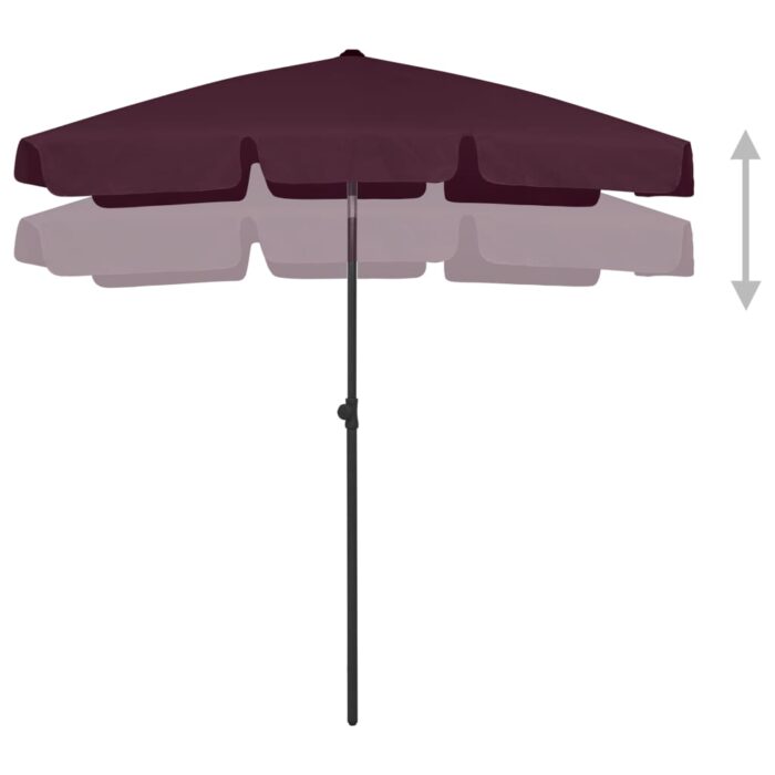 Parasol de plage rouge bordeaux 180x120 cm – Image 4