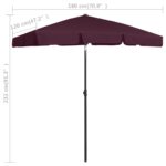 Parasol de plage rouge bordeaux 180x120 cm – Image 7