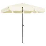Parasol de plage jaune sable 200x125 cm