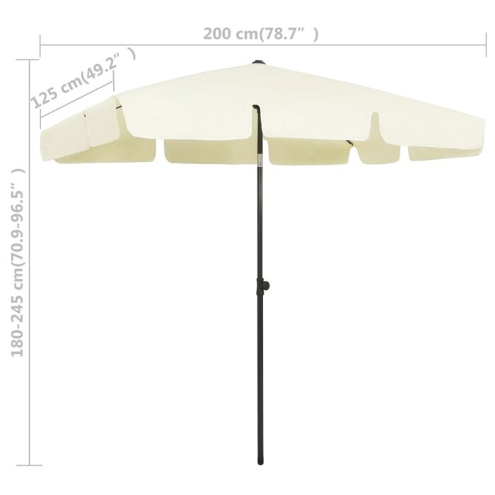 Parasol de plage jaune sable 200x125 cm – Image 7