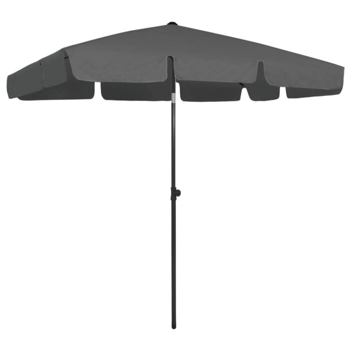 Parasol de plage anthracite 200x125 cm – Image 1