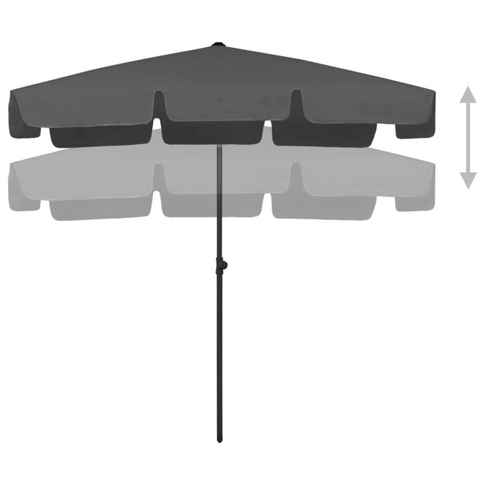 Parasol de plage anthracite 200x125 cm – Image 4