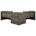 Salon de jardin 4 pcs avec coussins résine tressée gris – Image 3