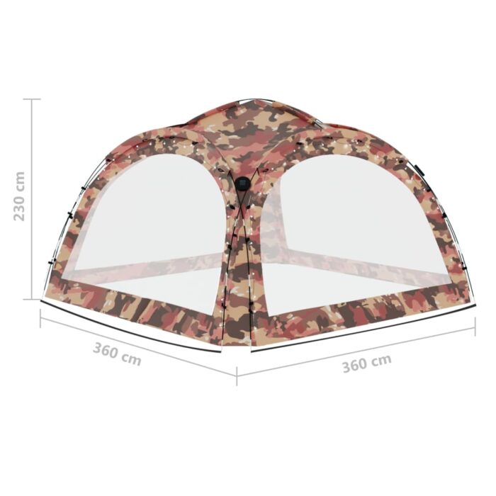 Tente de réception avec LED et 4 parois 3,6x3,6x2,3m Camouflage – Image 11