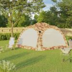 Tente de réception avec LED et 4 parois 3,6x3,6x2,3m Camouflage – Image 2