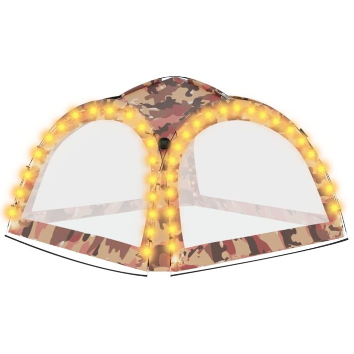 Tente de réception avec LED et 4 parois 3,6x3,6x2,3m Camouflage – Image 3