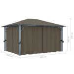 Tonnelle avec rideau 400x300 cm Taupe Aluminium – Image 10