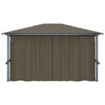 Tonnelle avec rideau 400x300 cm Taupe Aluminium – Image 5