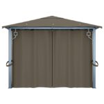Tonnelle avec rideau 400x300 cm Taupe Aluminium – Image 6