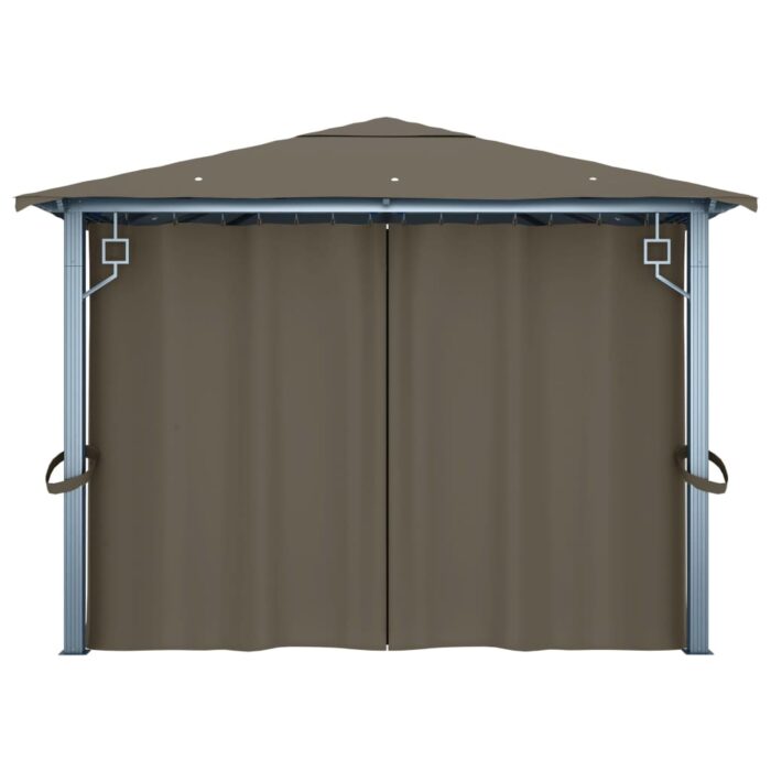 Tonnelle avec rideau 400x300 cm Taupe Aluminium – Image 6