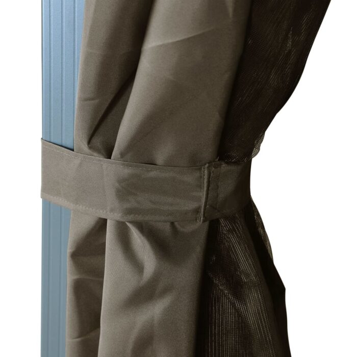 Tonnelle avec rideau 400x300 cm Taupe Aluminium – Image 7
