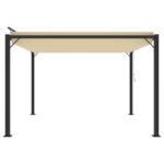Tonnelle avec toit à persienne 3x3 m Crème Tissu et aluminium – Image 2