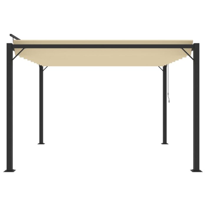 Tonnelle avec toit à persienne 3x3 m Crème Tissu et aluminium – Image 2