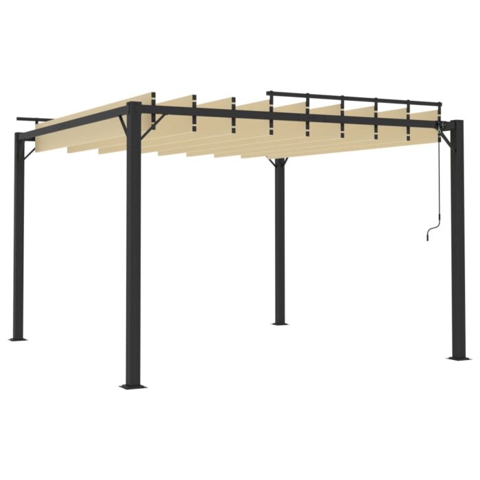 Tonnelle avec toit à persienne 3x3 m Crème Tissu et aluminium – Image 3