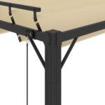 Tonnelle avec toit à persienne 3x3 m Crème Tissu et aluminium – Image 4