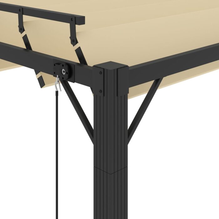 Tonnelle avec toit à persienne 3x3 m Crème Tissu et aluminium – Image 4