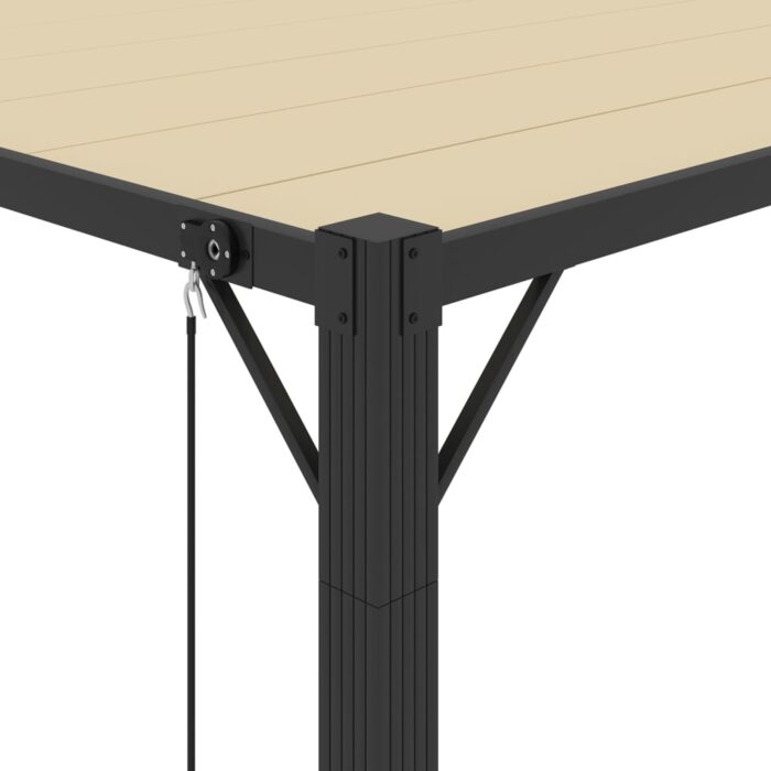 Tonnelle avec toit à persienne 3x3 m Crème Tissu et aluminium – Image 5